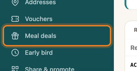 Meal deals, in the menu — enlarge