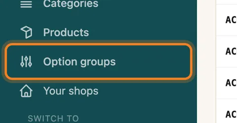 Menu → Option groups — enlarge