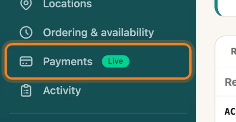 Payments, in the menu — enlarge