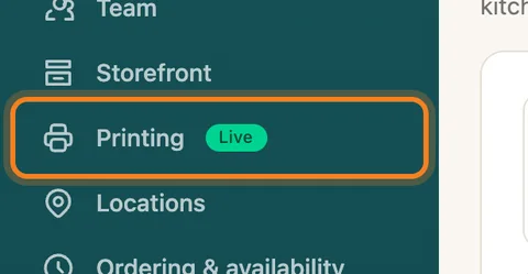 Click Printing in the menu — enlarge