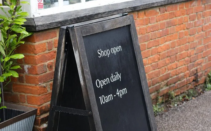 A shop's A-board on the pavement